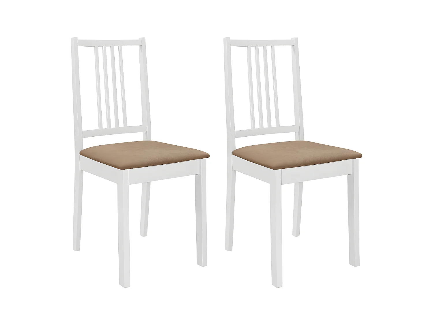 Chaise caoutchouc massif blanc et tissu marron Vil - Lot de 2