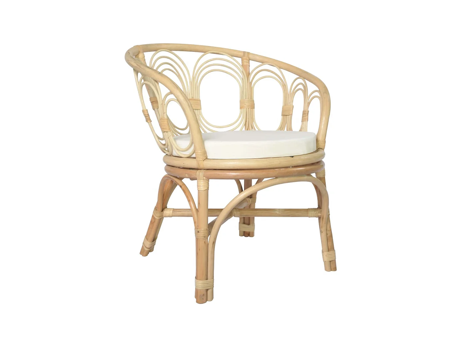 Chaise de salle à manger avec coussin Rotin naturel et lin