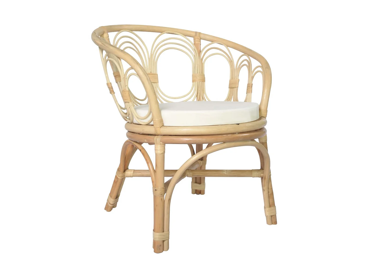 Chaise de salle à manger avec coussin Rotin naturel et lin