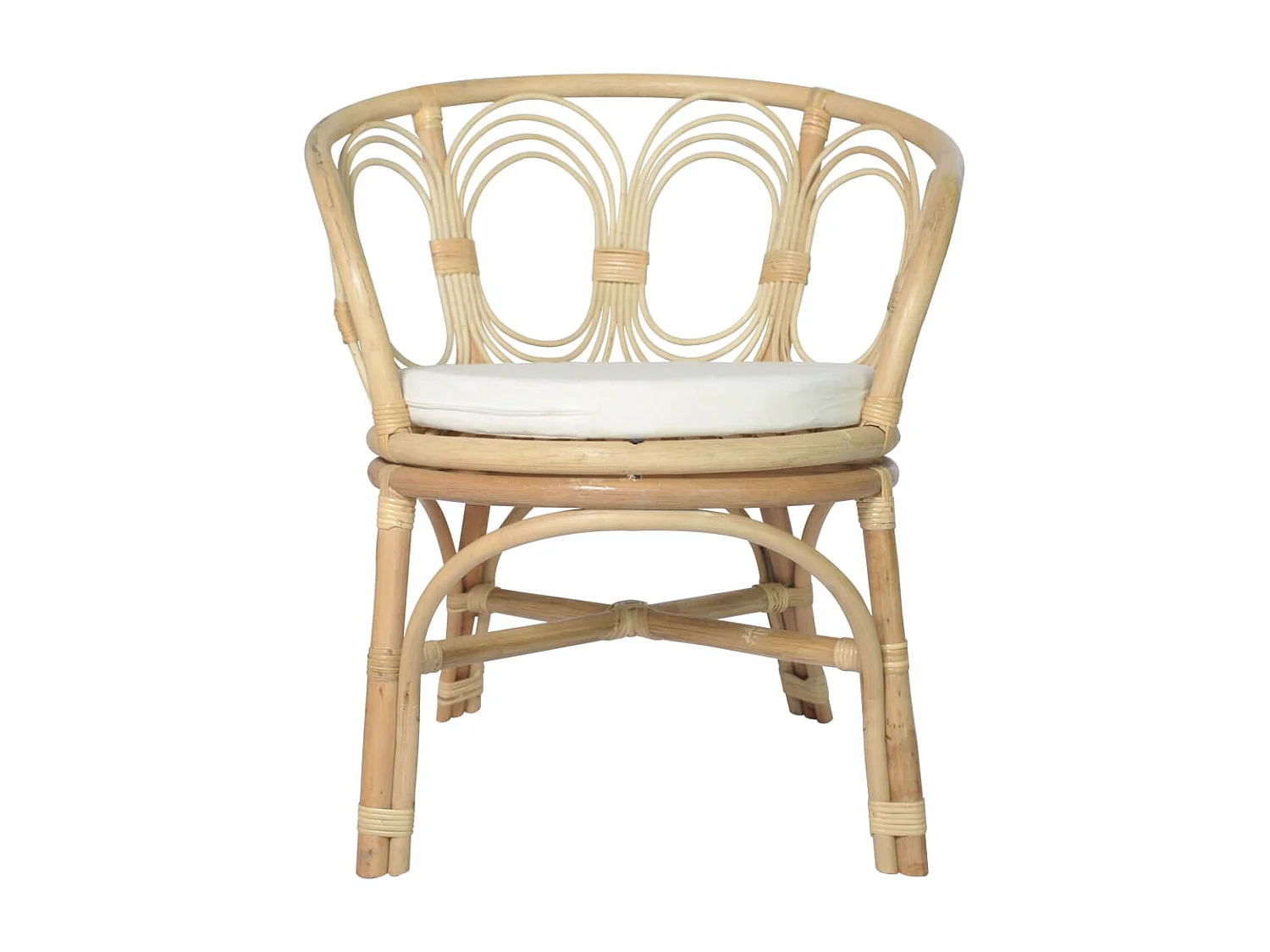 Chaise de salle à manger avec coussin Rotin naturel et lin