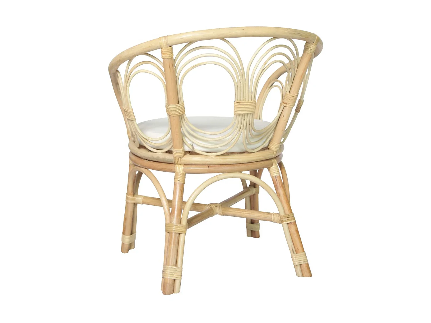 Chaise de salle à manger avec coussin Rotin naturel et lin