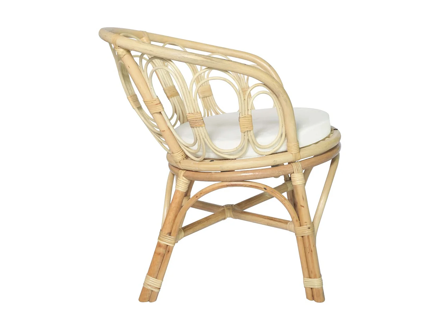 Chaise de salle à manger avec coussin Rotin naturel et lin