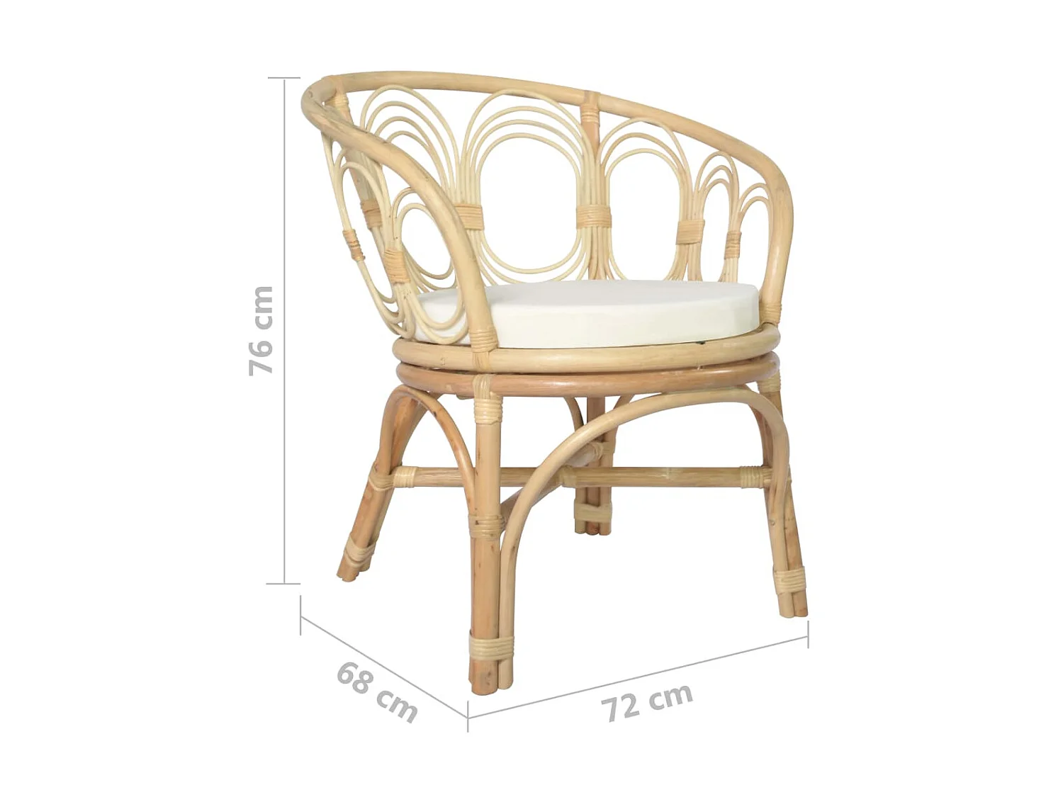 Chaise de salle à manger avec coussin Rotin naturel et lin