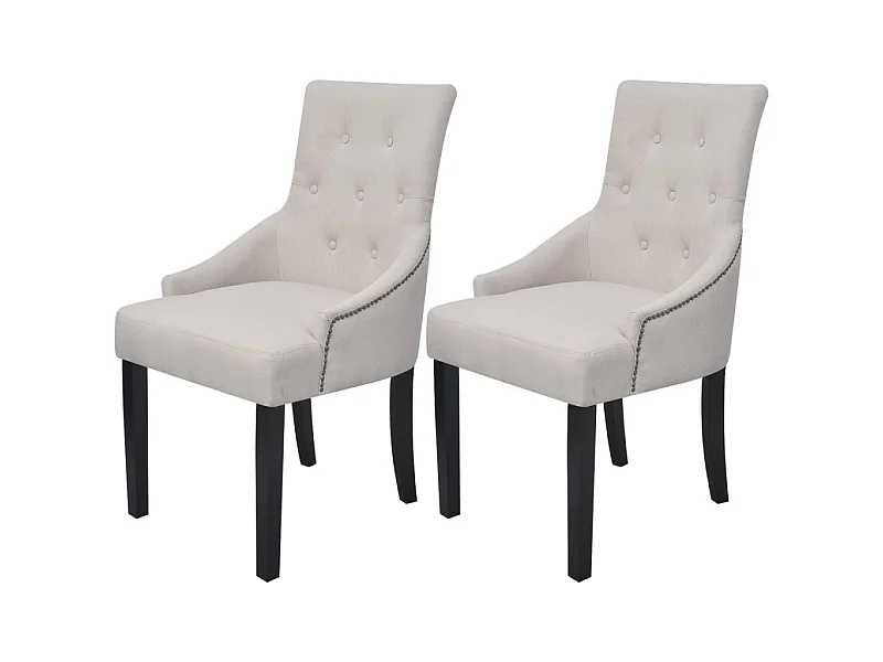 Chaises de salle à manger 2 pcs Gris crème Tissu