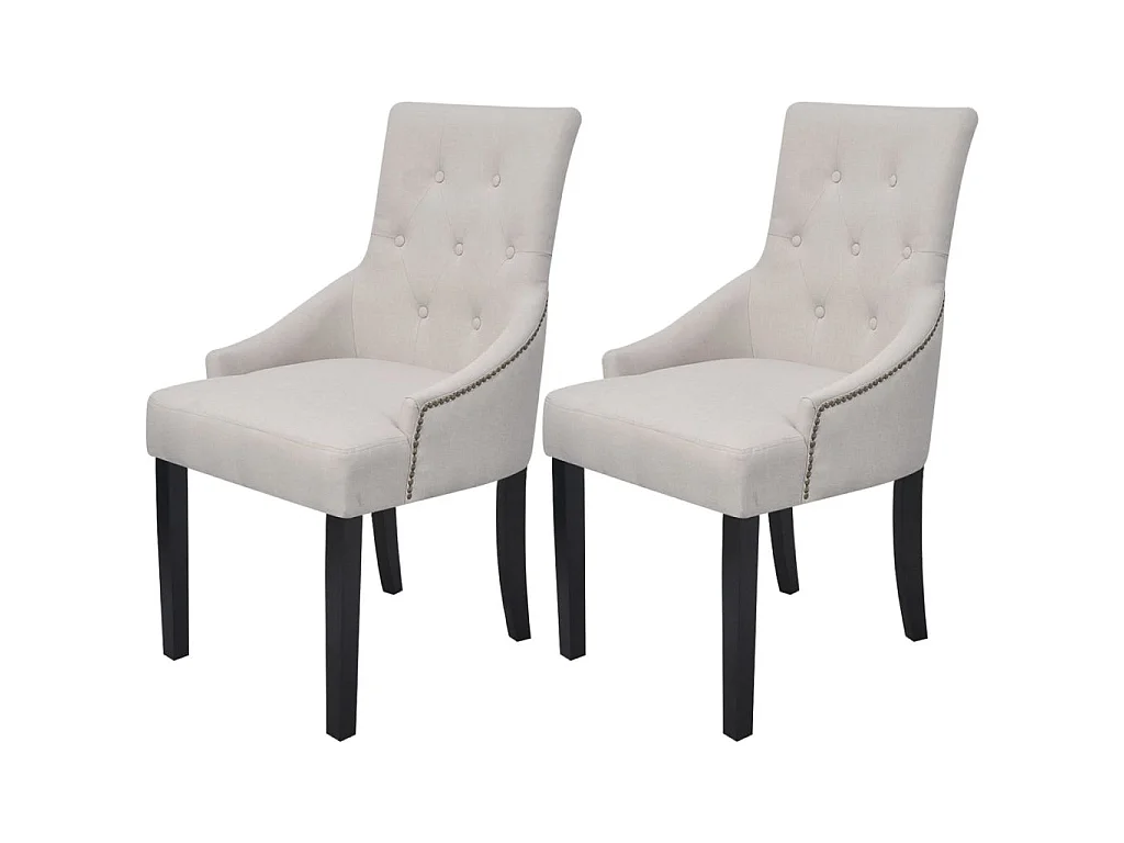 Chaises de salle à manger 2 pcs Gris crème Tissu