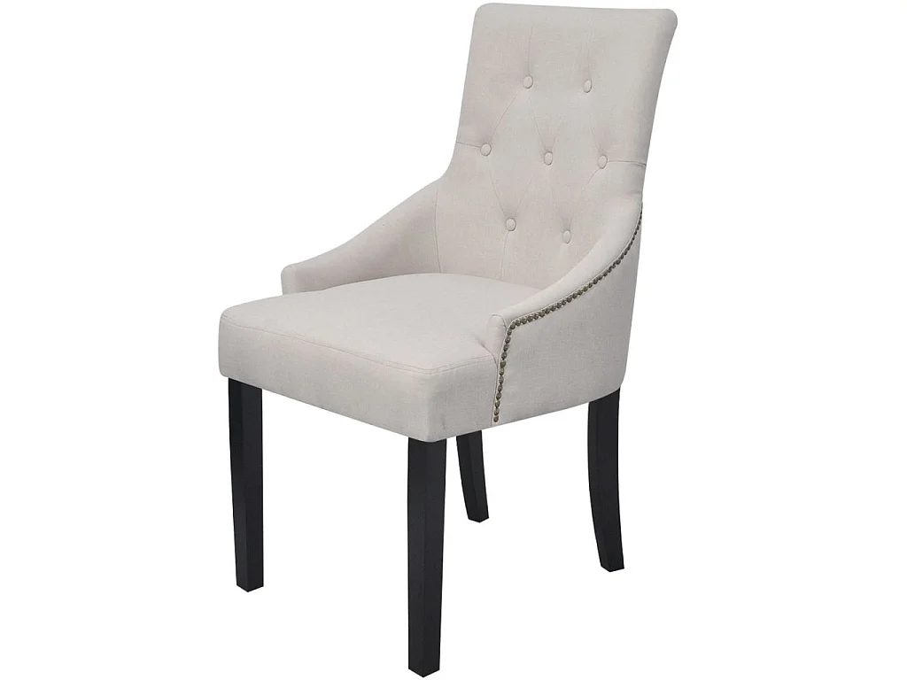 Chaises de salle à manger 2 pcs Gris crème Tissu