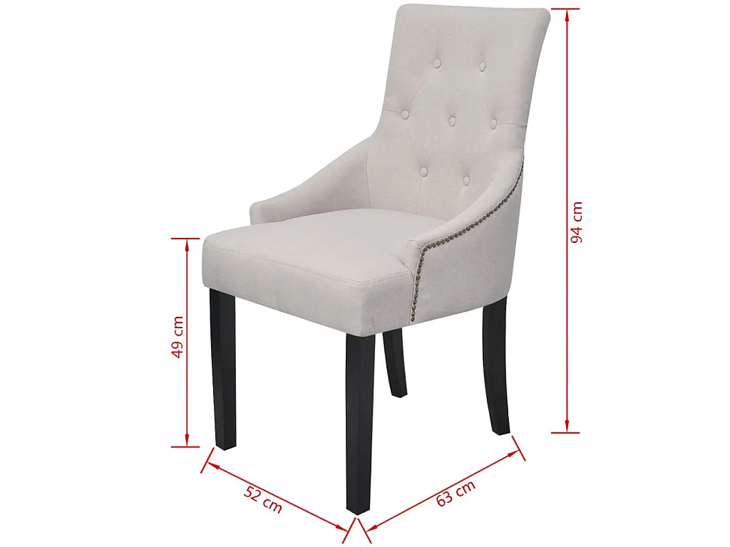 Chaises de salle à manger 2 pcs Gris crème Tissu