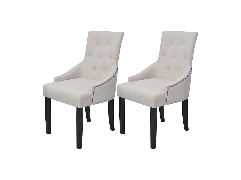 Chaises de salle à manger 2 pcs Gris crème Tissu