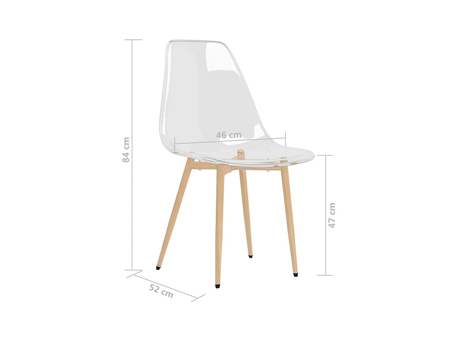 Chaises assise transparente et bois clair Penyla - Lot de 2