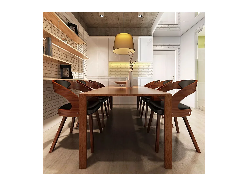 Chaises de salle à manger 6 pcs Marron Similicuir 14