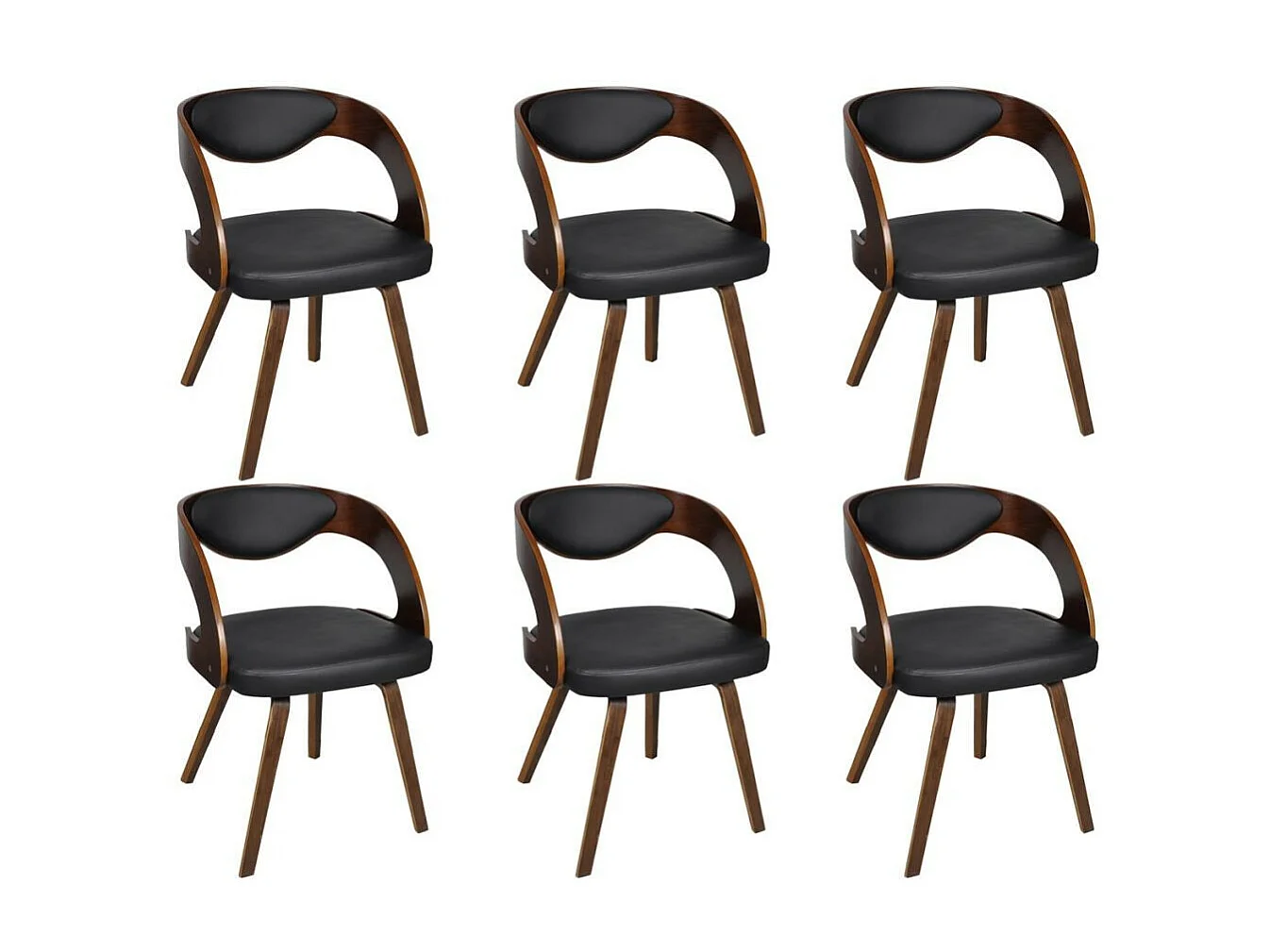 Chaises de salle à manger 6 pcs Marron Similicuir 14