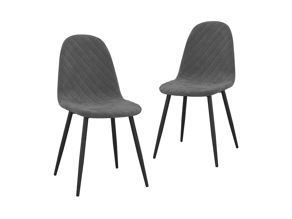 Chaise pieds métal noir et assise velours gris foncé Skyla - Lot de 2
