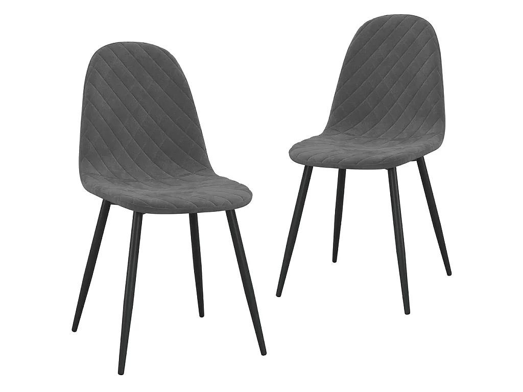 Chaise pieds métal noir et assise velours gris foncé Skyla - Lot de 2