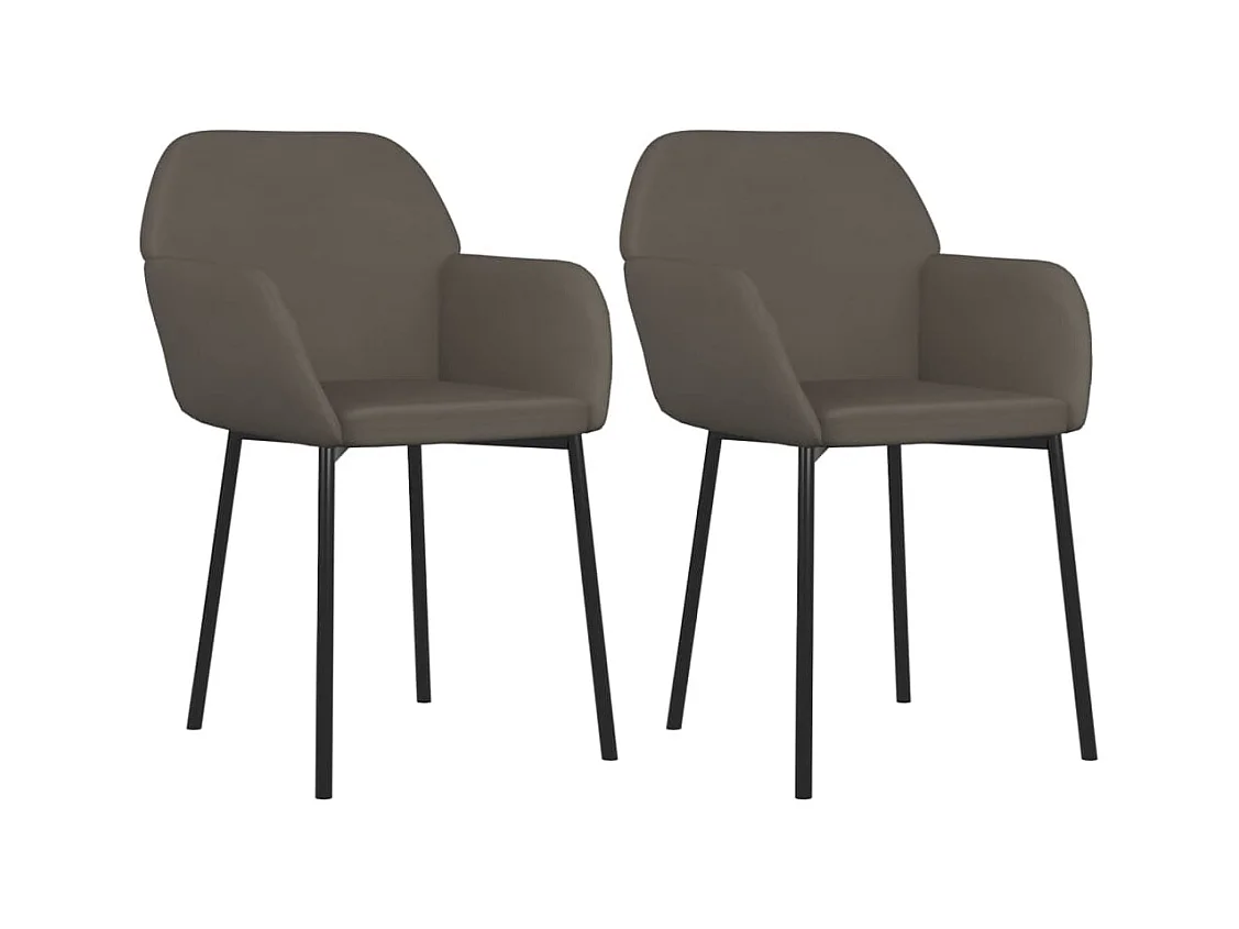 Chaises de salle à manger 2 pcs Gris foncé Velours 4