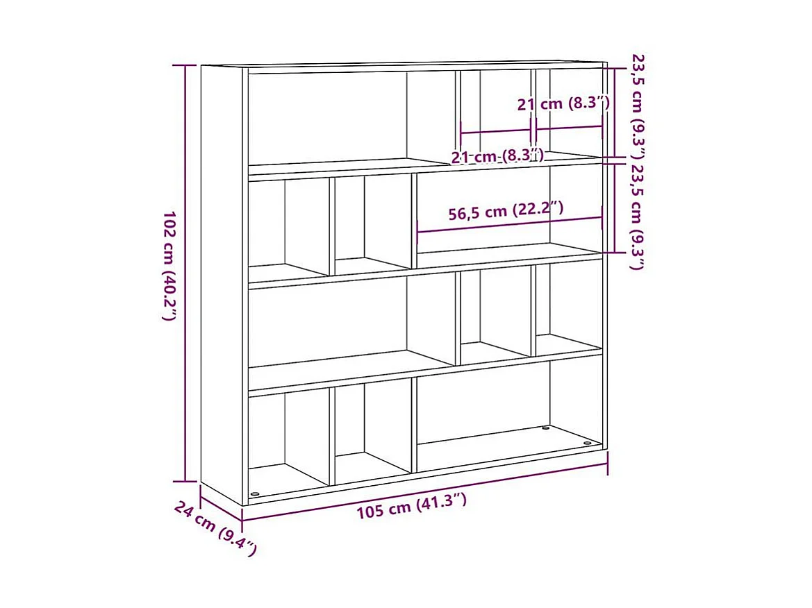 Bibliothèque séparateur en bois Vogua 105cm - Moderne et polyvalente-Chêne clair