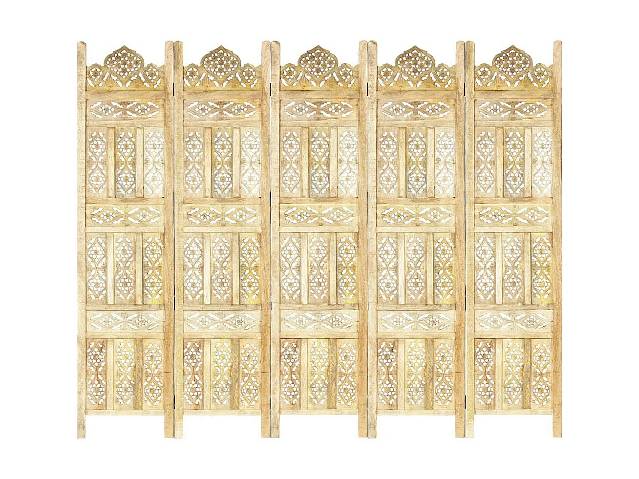 Cloison de séparation 5 panneaux 200x165 Bois de manguier