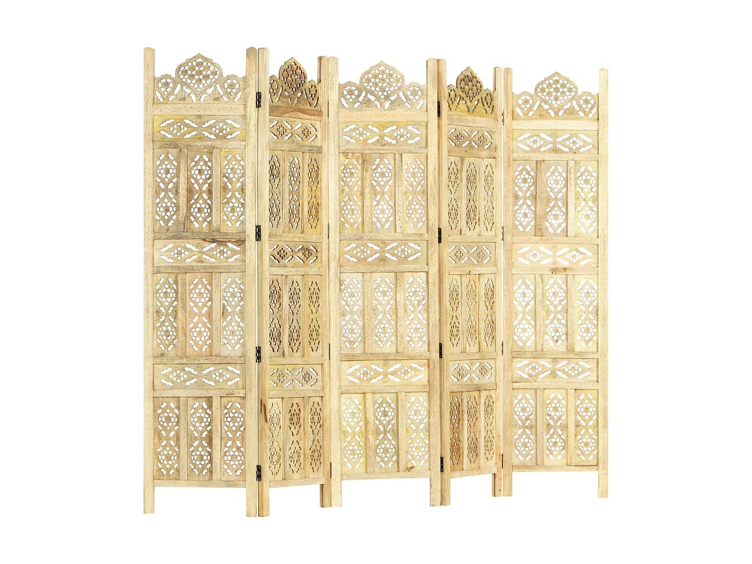 Cloison de séparation 5 panneaux 200x165 Bois de manguier