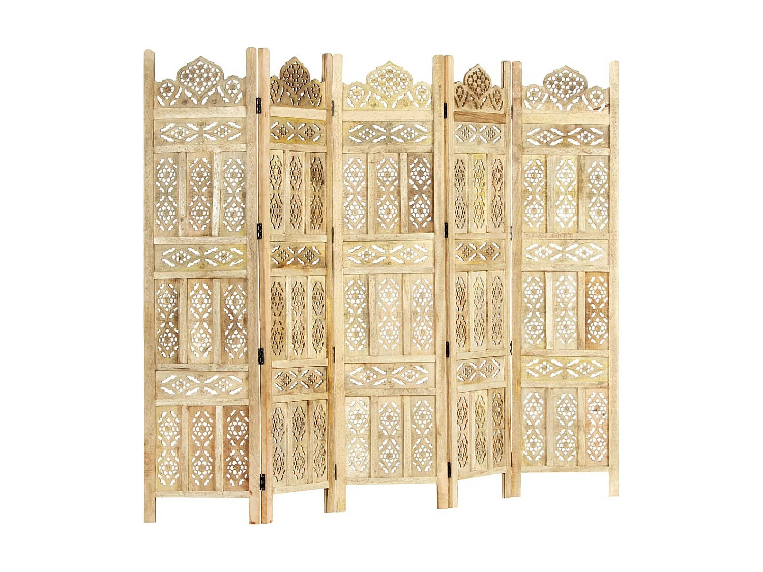 Cloison de séparation 5 panneaux 200x165 Bois de manguier