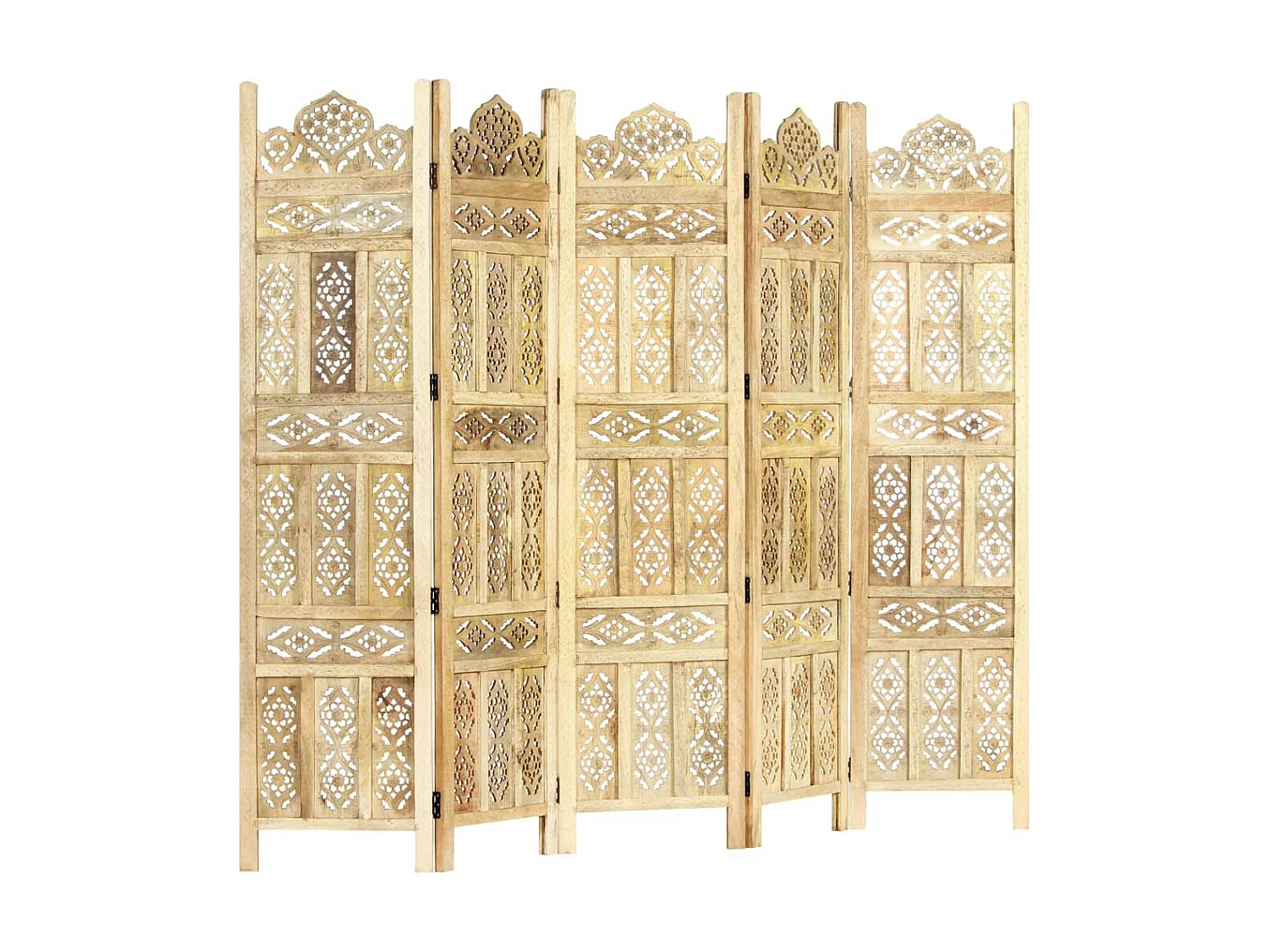 Cloison de séparation 5 panneaux 200x165 Bois de manguier