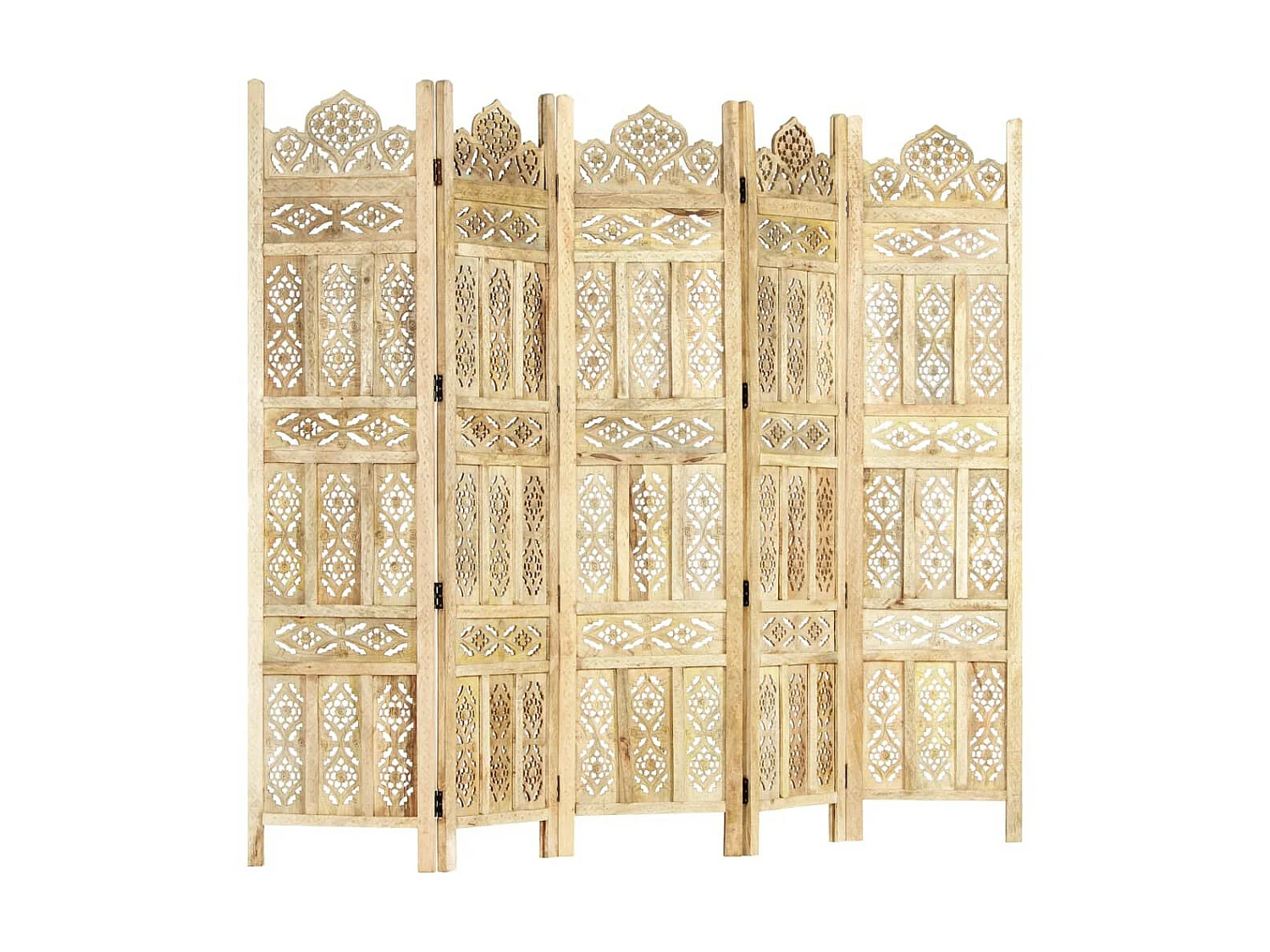 Cloison de séparation 5 panneaux 200x165 Bois de manguier