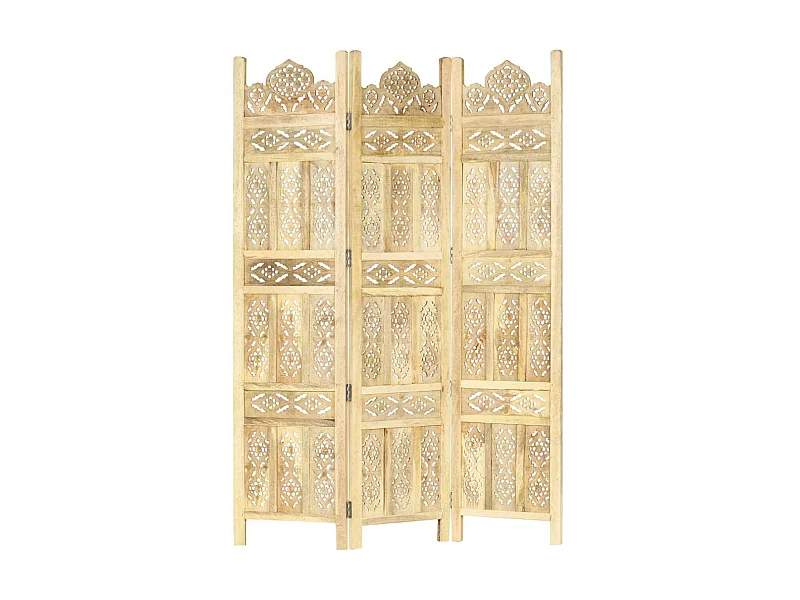 Cloison de séparation 3 panneaux 120x165 Bois de manguier