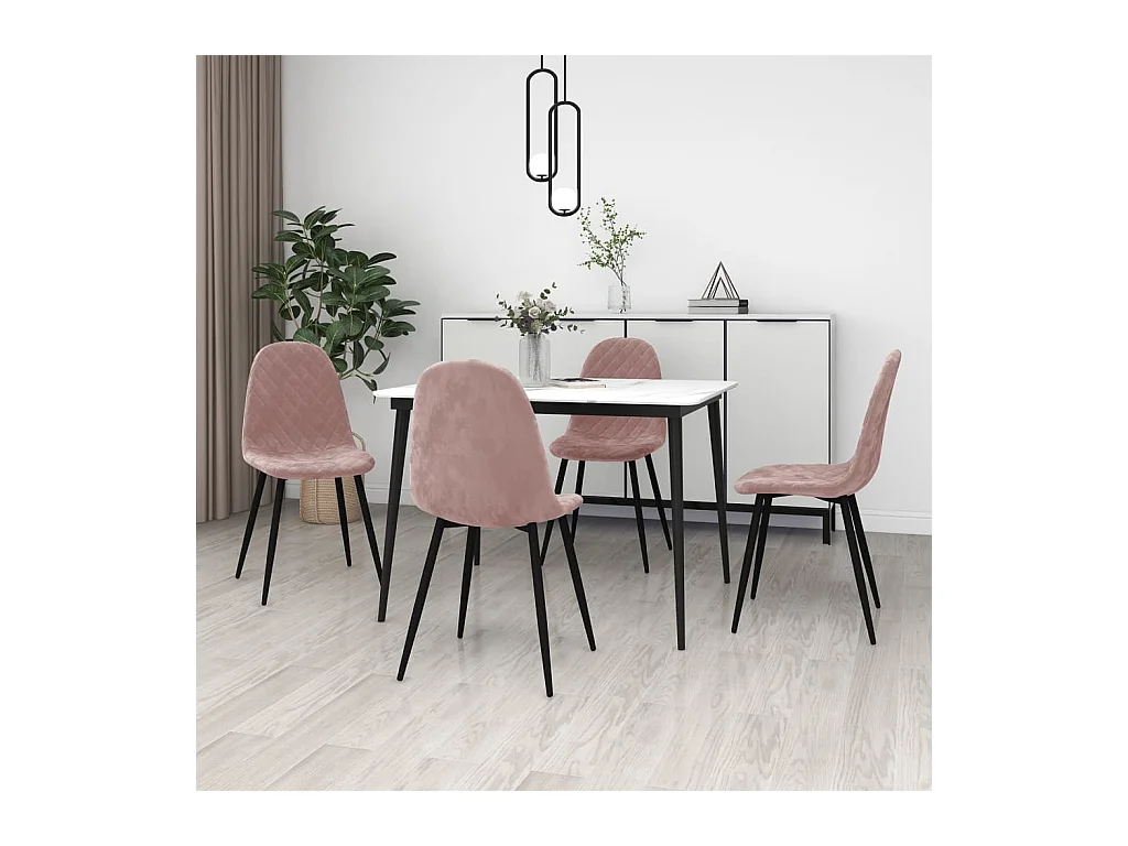 Chaises de salle à manger 4 pcs Rose Velours 16