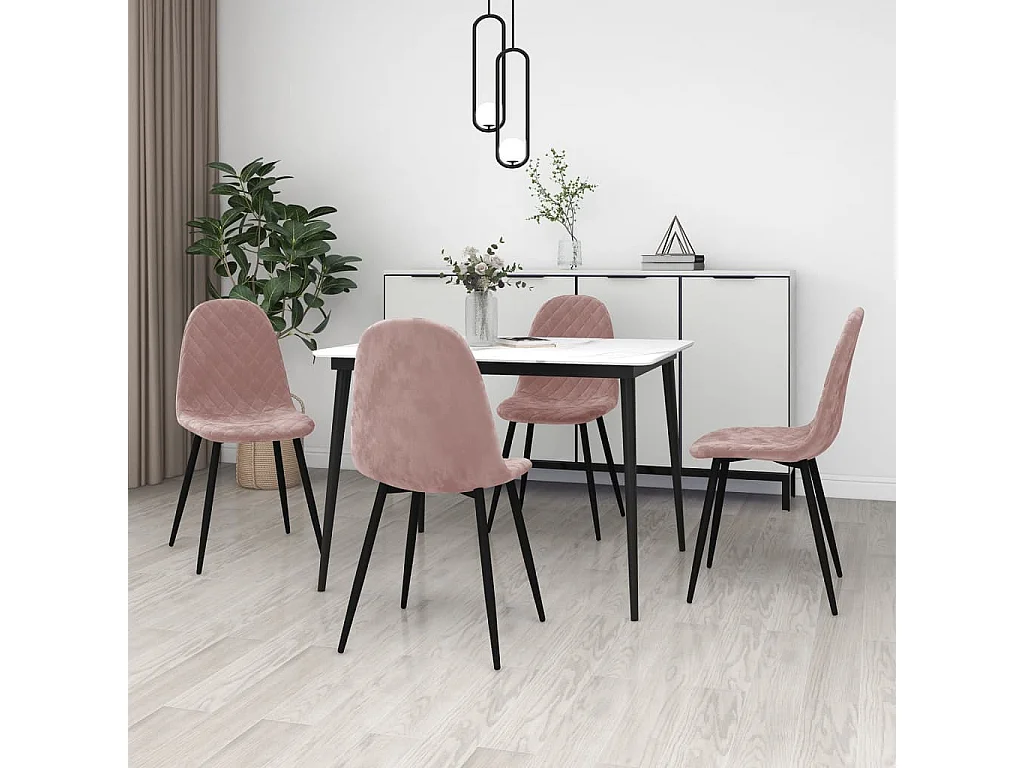 Chaises de salle à manger 4 pcs Rose Velours 16