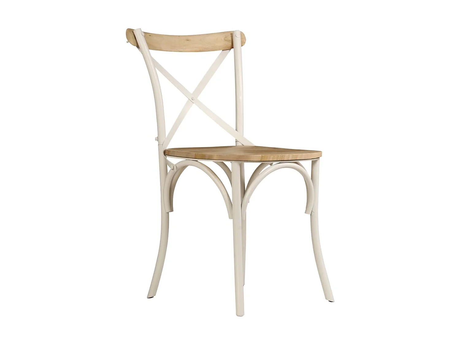 Chaises à dossier croisé 6 pcs Blanc Bois de manguier massif