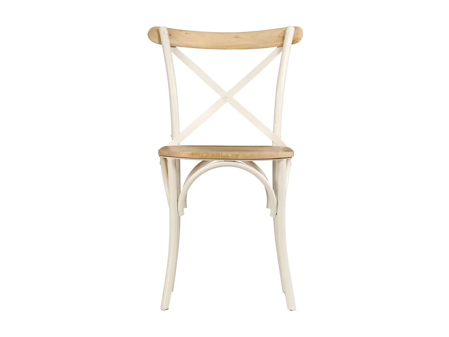 Chaises à dossier croisé 6 pcs Blanc Bois de manguier massif