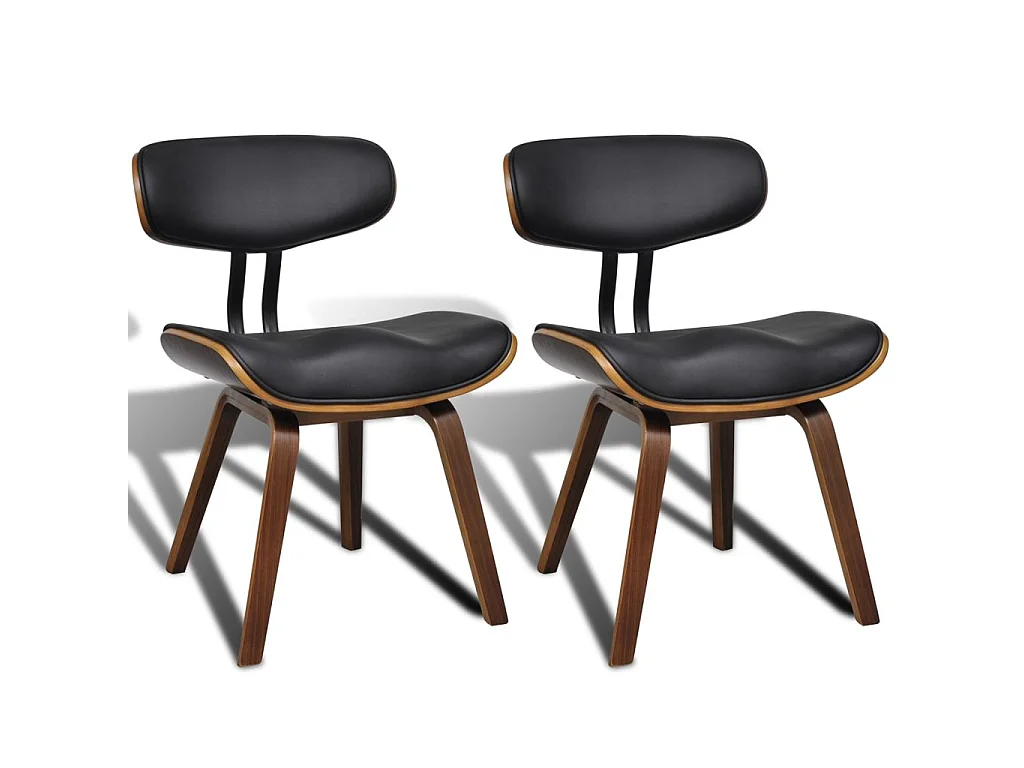 Chaises de salle à manger 2 pcs Bois courbé et similicuir Solar