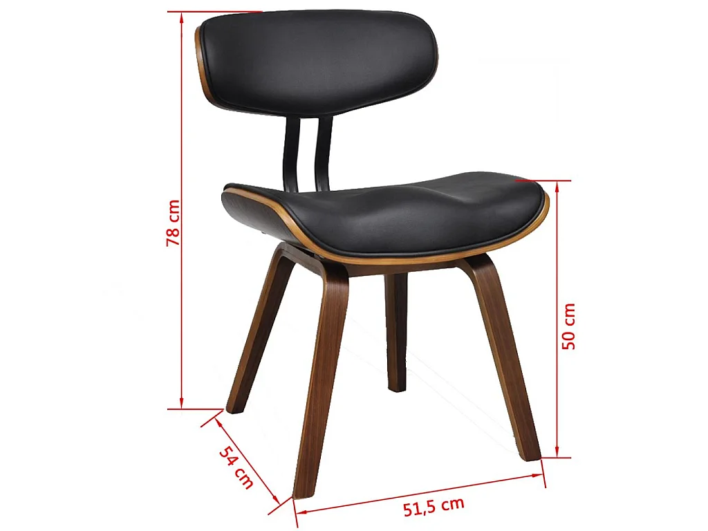 Chaises de salle à manger 2 pcs Bois courbé et similicuir Solar