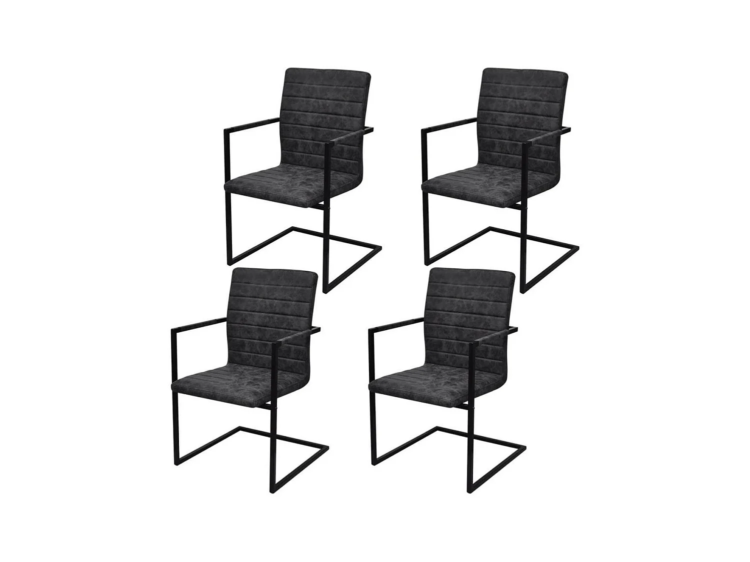 Chaises de salle à manger cantilever 4 pcs Noir Similicuir 3