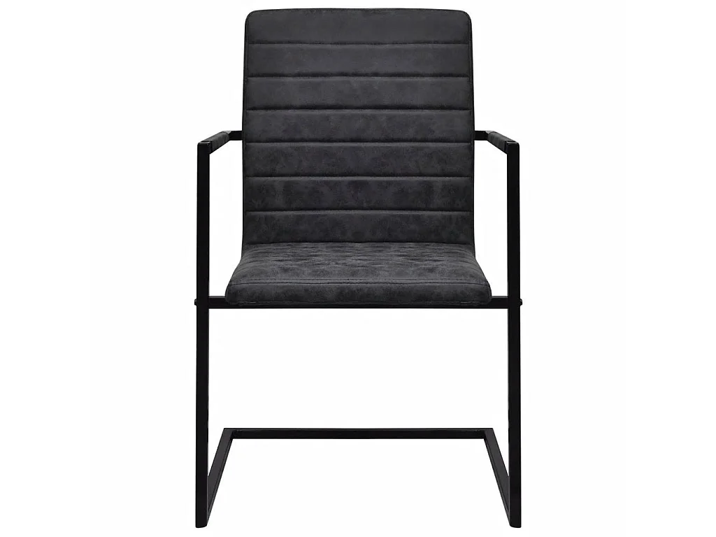 Chaises de salle à manger cantilever 4 pcs Noir Similicuir 3