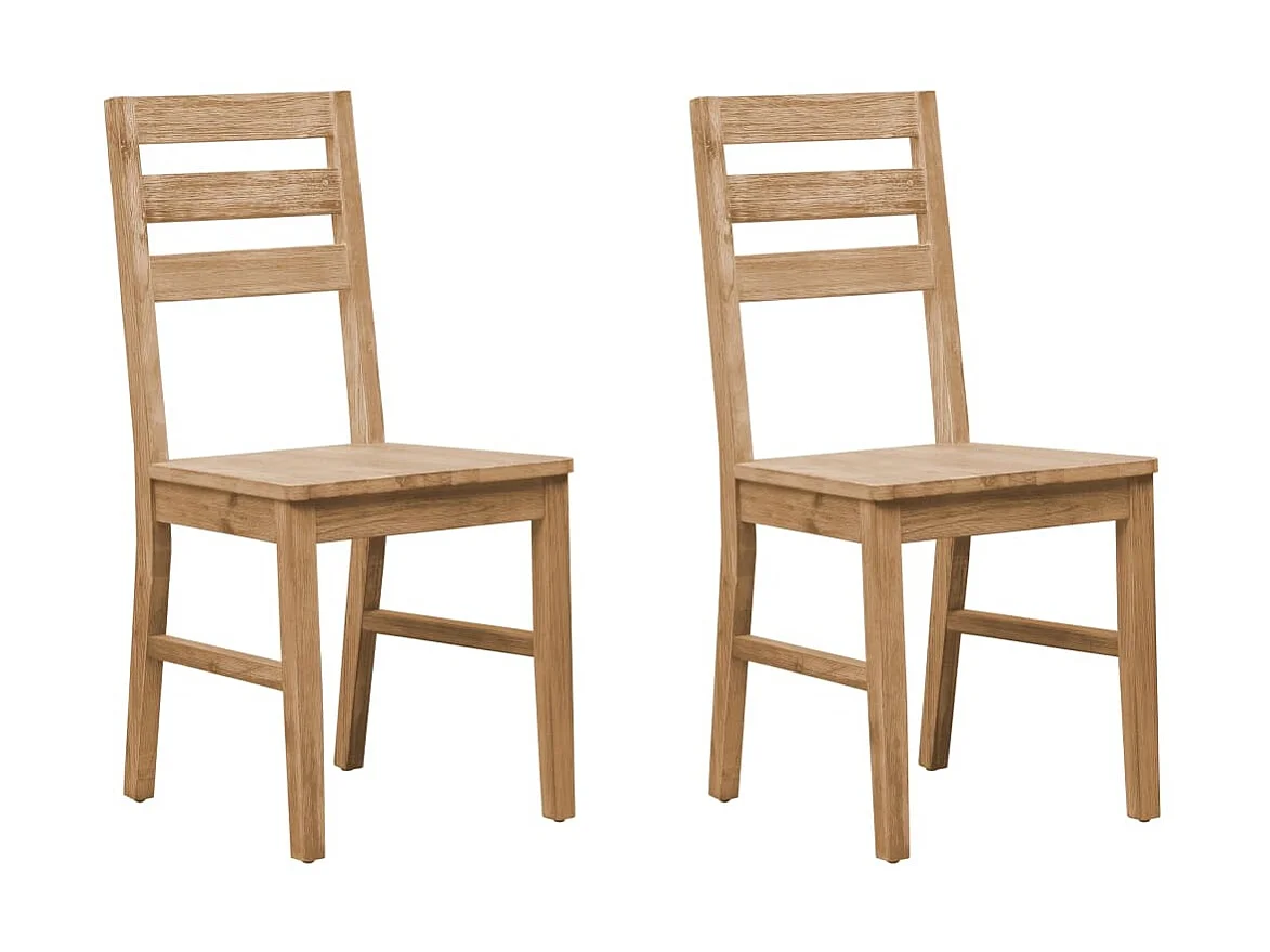 Chaise de cuisine bois massif naturel Koffia - Lot de 2