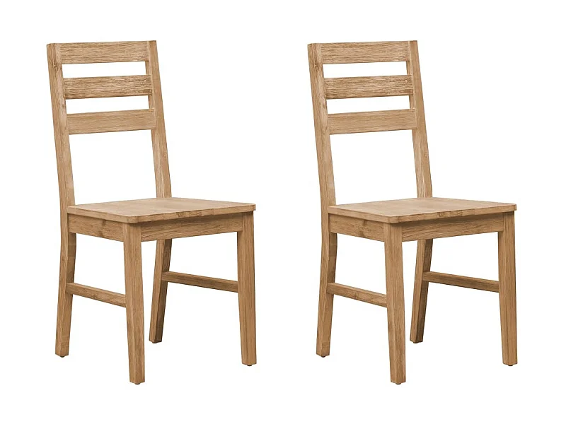 Chaise de cuisine bois massif naturel Koffia - Lot de 2