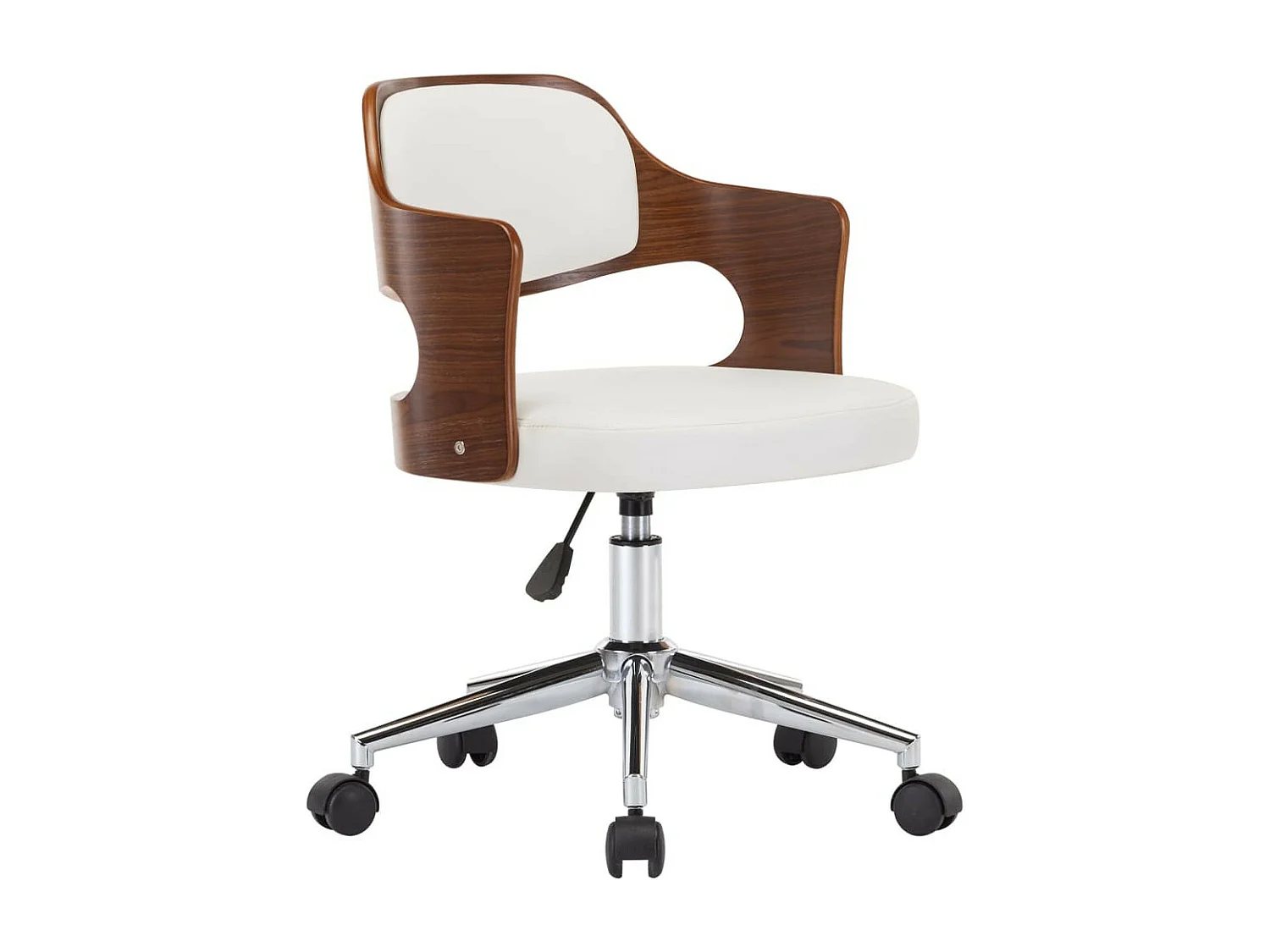 Chaise pivotante à dîner Blanc Bois courbé et similicuir