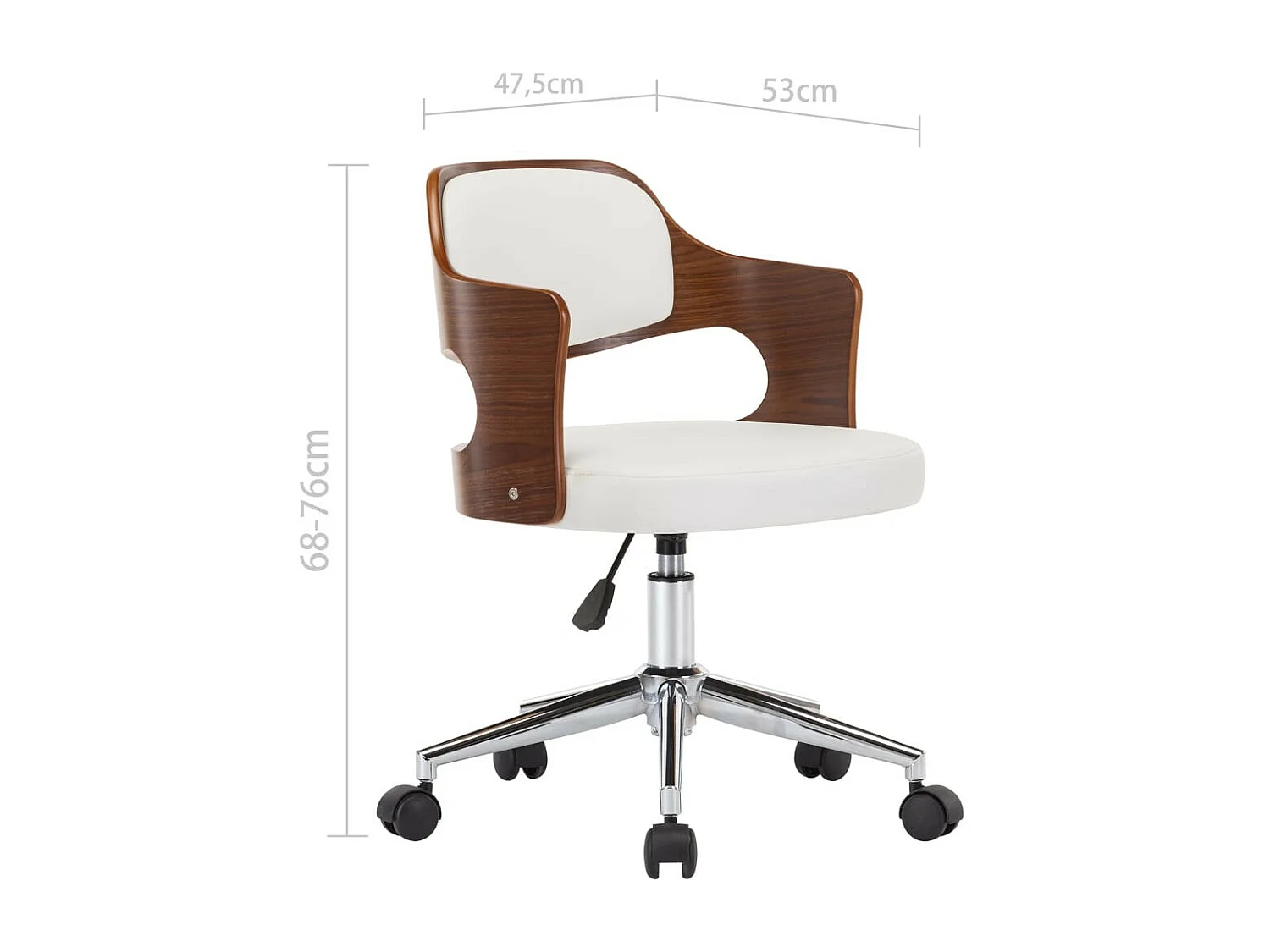 Chaise pivotante à dîner Blanc Bois courbé et similicuir