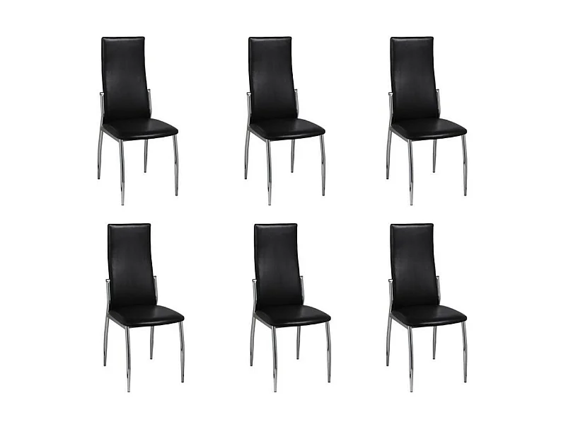 Chaises de salle à manger 6 pcs Noir Similicuir 6