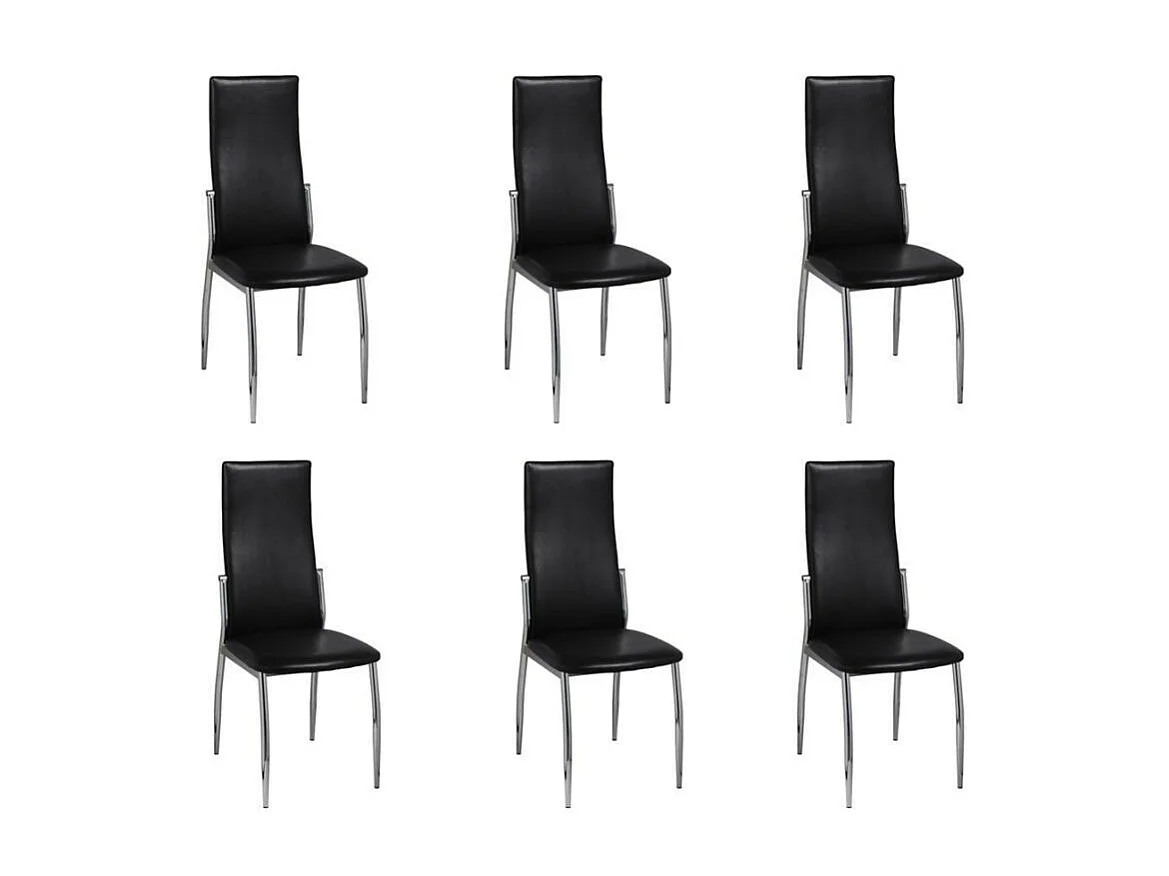 Chaises de salle à manger 6 pcs Noir Similicuir 6