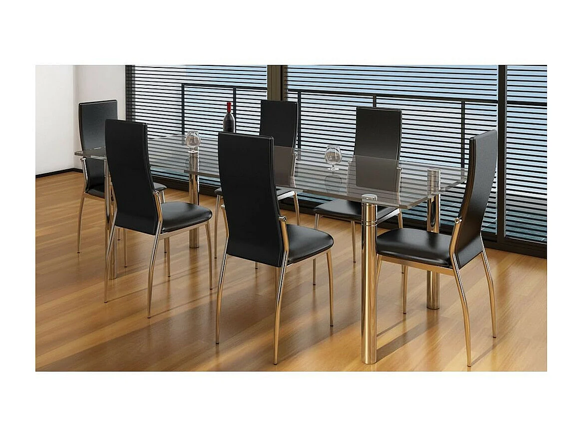 Chaises de salle à manger 6 pcs Noir Similicuir 6