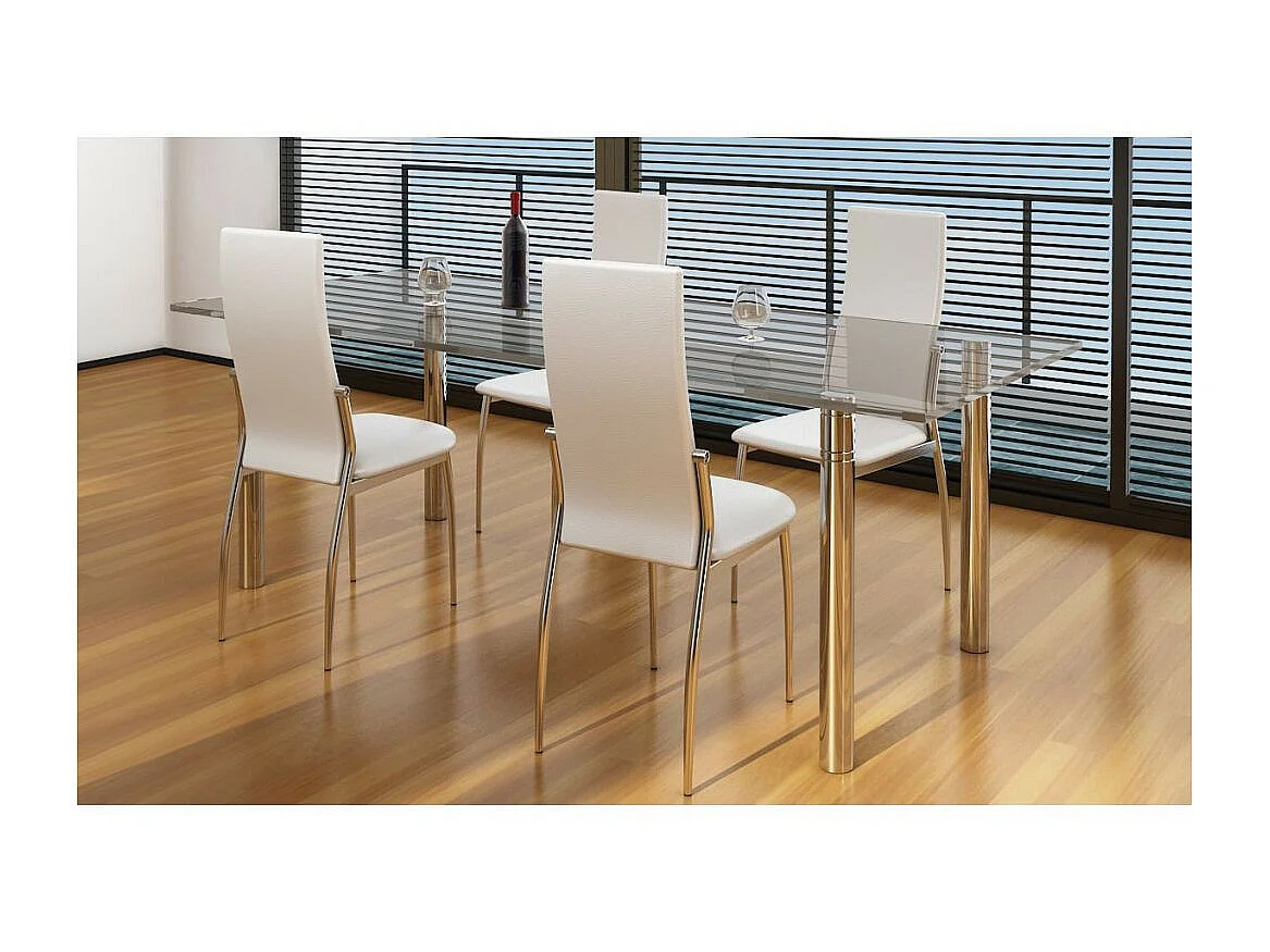 Chaises de salle à manger 4 pcs Blanc Similicuir 4