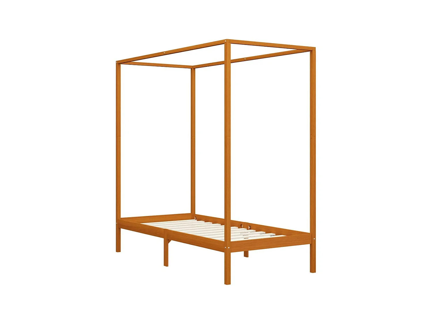 Hemelbedframe massief grenenhout honingbruin 90x200 cm