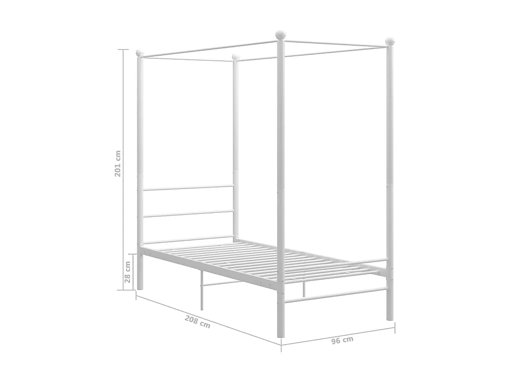 Hemelbedframe metaal wit 90x200 cm