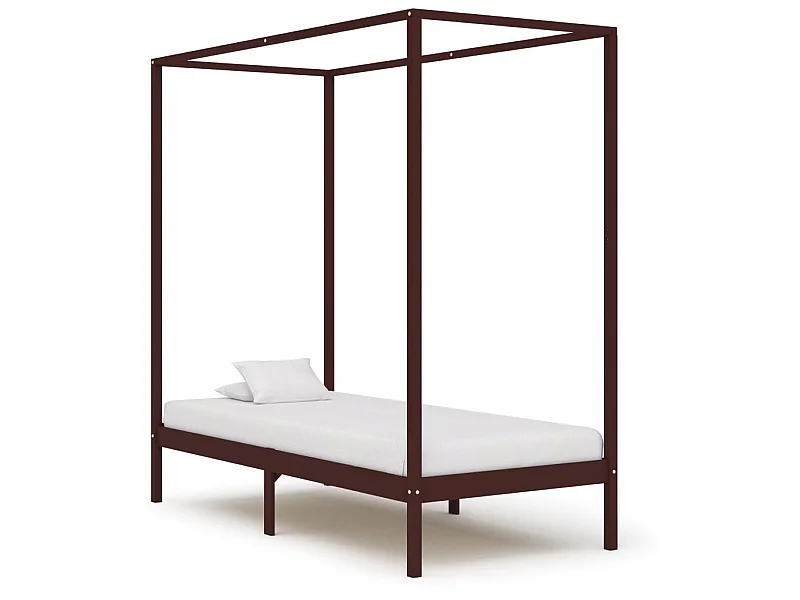 Lit à baldaquin Marron foncé Pin massif 90x200