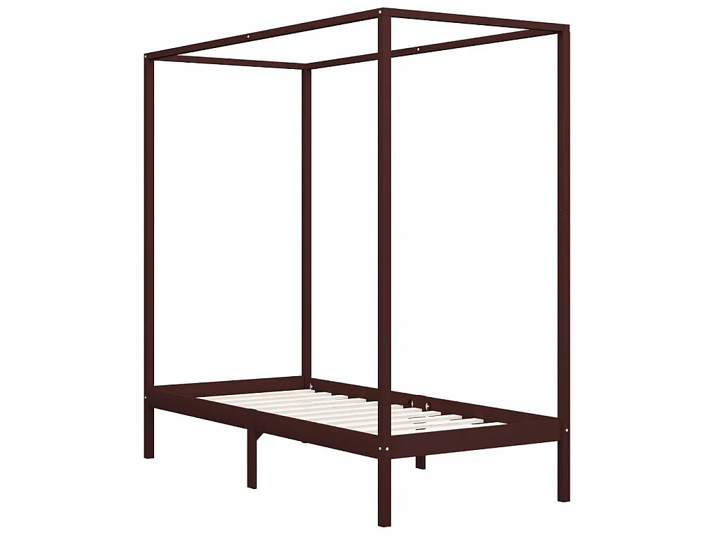 Lit à baldaquin Marron foncé Pin massif 90x200