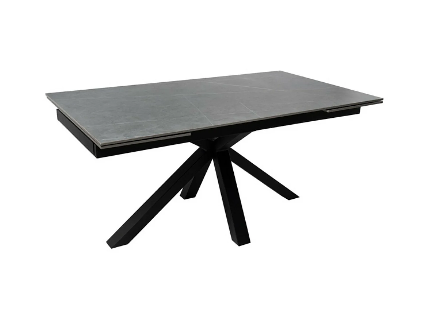 Table rectangulaire extensible porcelaine et métal noir Slika-Plateau Gris-Largeur 180/220/260 cm-Piètement Noir