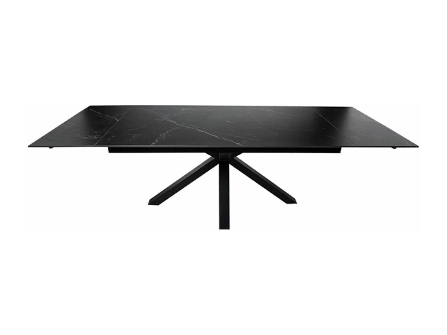 Table rectangulaire extensible porcelaine et métal noir Slika-Plateau Noir-Largeur 180/220/260 cm-Piètement Noir