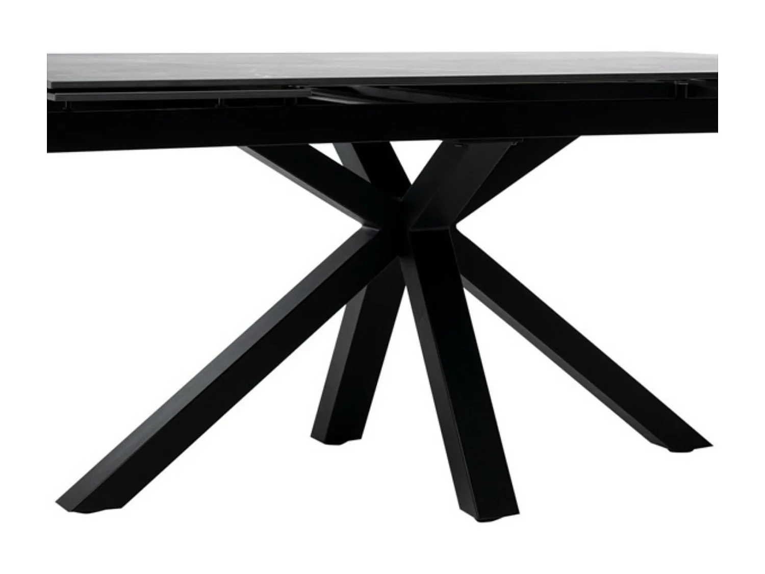 Table rectangulaire extensible porcelaine et métal noir Slika-Plateau Noir-Largeur 180/220/260 cm-Piètement Noir