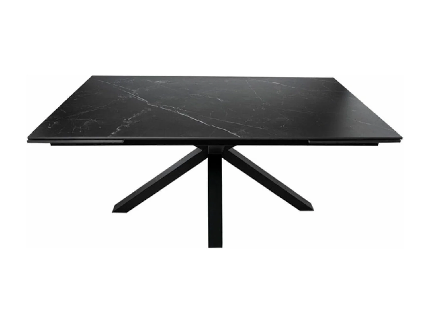 Table rectangulaire extensible porcelaine et métal noir Slika-Plateau Noir-Largeur 180/220/260 cm-Piètement Noir