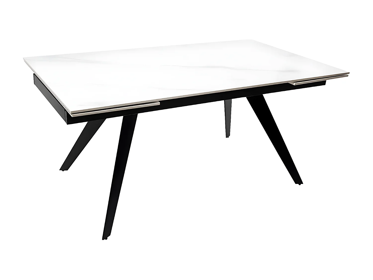Table rectangulaire extensible porcelaine et métal noir Slika-Plateau Noir-Largeur 180/220/260 cm-Piètement Noir